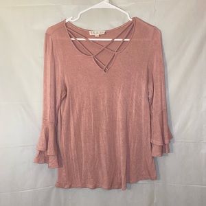 Pinks Rose Light Pink Long Bell Sleeve Top Size S